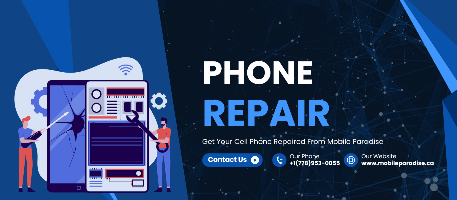 Blue Modern Smartphone Promotion Etsy Shop Cover (1600 x 300 px) (1600 x 700 px)