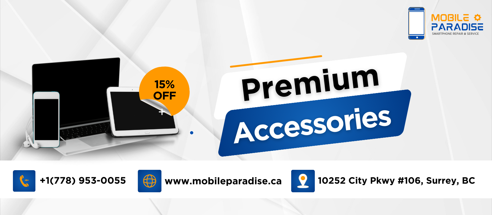 Blue and Yellow Modern Gadget Accessories Etsy Shop Cover (1600 x 700 px)